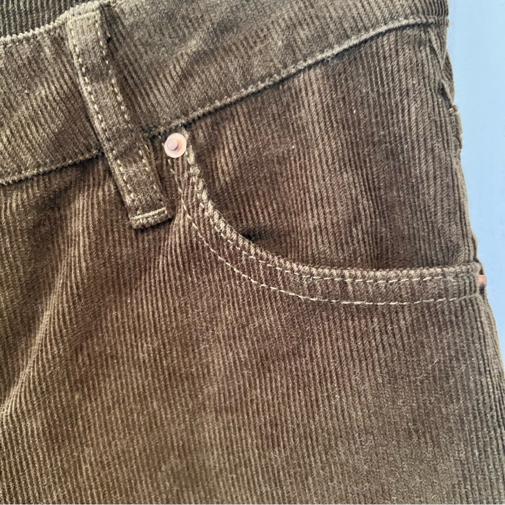 Aritzia Golden by TNA Low Rise Straight Dark Olive Corduroy Pants Size 24 NWT - Picture 8 of 17